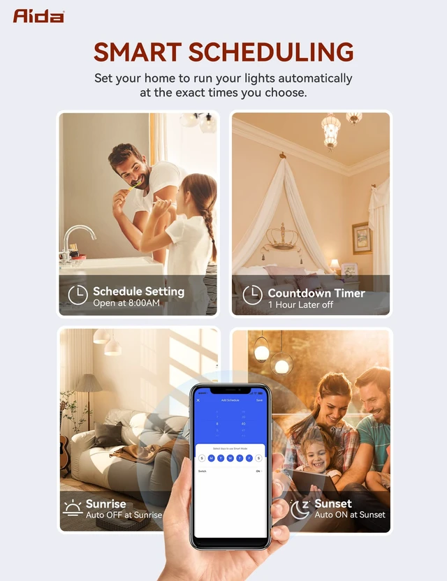 Alt view image 5 of 7 - AIDA Smart Light Switch, 3 Way WiFi Smart Switch, Compatible with Alexa and Google Home, Neutral Wire Required, 2.4Ghz WiFi Switch for LED, CFL, Incandescent Bulbs, No Hub Required, White, 3 Pack