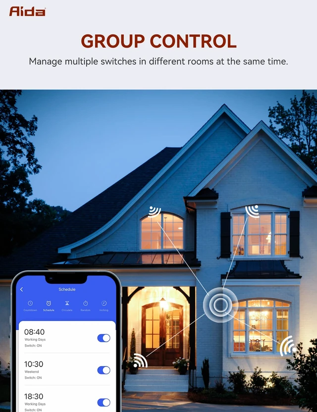 Alt view image 6 of 7 - AIDA Smart Light Switch, 3 Way WiFi Smart Switch, Compatible with Alexa and Google Home, Neutral Wire Required, 2.4Ghz WiFi Switch for LED, CFL, Incandescent Bulbs, No Hub Required, White, 3 Pack