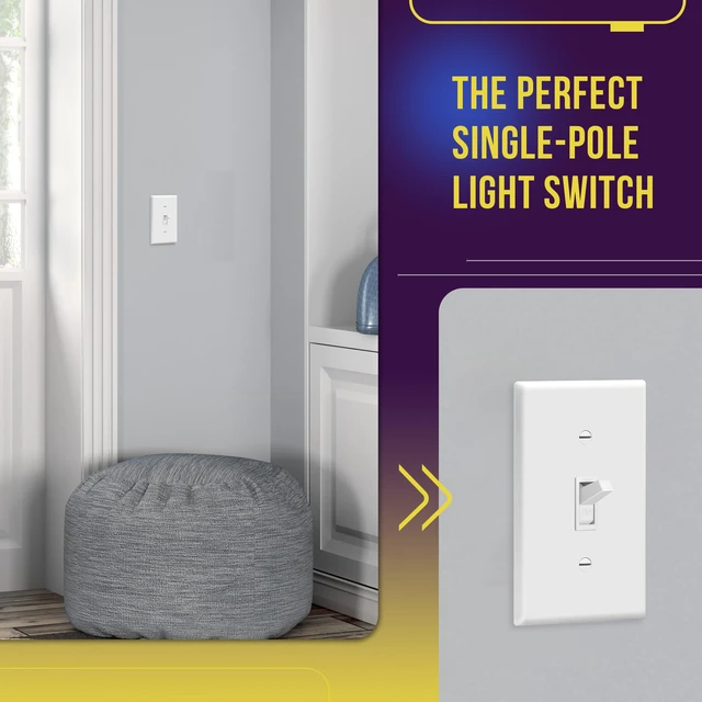 Alt view image 3 of 7 - ENERLITES 20 Pack Toggle Light Switch with Wall Plate, Single Pole, White | 15 Amp, 120V/277VAC, self-grounding, quiet/smooth toggle action, narrow slim body, UL Listed, easy to install, versatile use