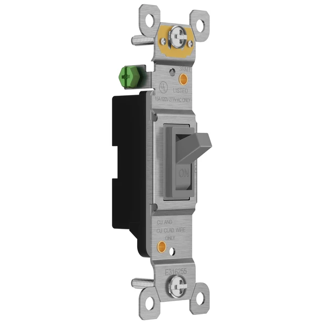 Alt view image 2 of 7 - ENERLITES 10 Pack Toggle Light Switch, Single Pole Wall Switch, Gray | 15 Amp, 120V/277VAC, self-grounding, quiet/smooth toggle action, narrow slim body, UL Listed, easy to install, versatile use