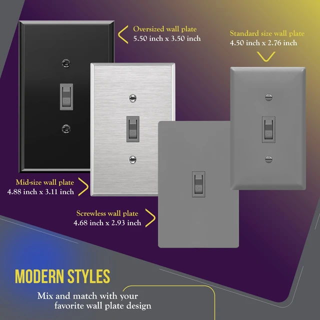 Alt view image 7 of 7 - ENERLITES 10 Pack Toggle Light Switch, Single Pole Wall Switch, Gray | 15 Amp, 120V/277VAC, self-grounding, quiet/smooth toggle action, narrow slim body, UL Listed, easy to install, versatile use