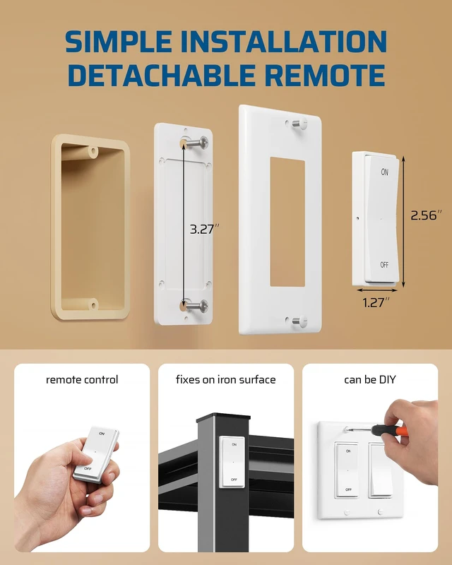 Alt view image 6 of 7 - DEWENWILS Wireless Light Switch and Receiver Kit Remote Control Wall Switch | 1 Transmitter+1 Receiver, No in-Wall Wiring Required, 100FT RF Range,15A, Programmable for Ceiling Lights, Fans, Lamps