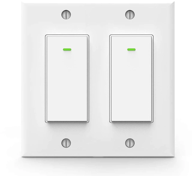 Main image of Smart Light Switch 2 Gang WiFi Switch Compatible with Alexa Google Home Voice Control, Remote Control, Timer & Schedule UL Certified, No Hub Required