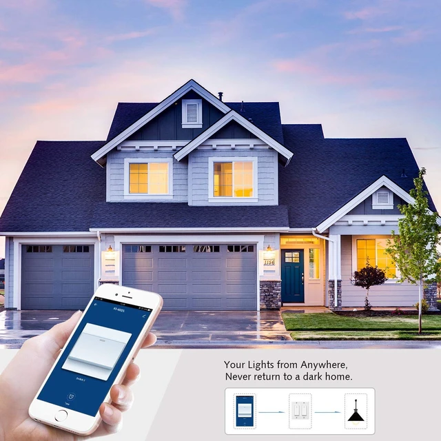 Alt view image 5 of 7 - Smart Light Switch 2 Gang WiFi Switch Compatible with Alexa Google Home Voice Control, Remote Control, Timer & Schedule UL Certified, No Hub Required