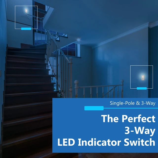 Alt view image 5 of 7 - LIDER 15A Decorator Switch with Lighted Paddle, Illuminated Paddle Switch | UL Listed, 3-Way, Single-Pole Compatible, -277vac, 10-Pack, Matte White, Rocker Switch, Tough And Heat Resistant
