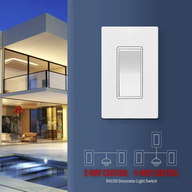 Alt view image 6 of 7 - ENERLITES White 4-Way Decorator Paddle Rocker Light Switch, 15A, 5 Pack | Four Way Decorative Switch, 120V/277V, Clamp Down Wiring, Grounding Screw, Residential Grade, Gloss Finish, UL Listed