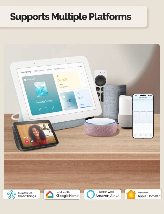 Alt view image 4 of 7 - MOES Matter-WiFi Smart Double Switch, Neutral Required | 2 Gang Single Pole Light Switch, Compatible with Alexa Google Assistant, Remote Control