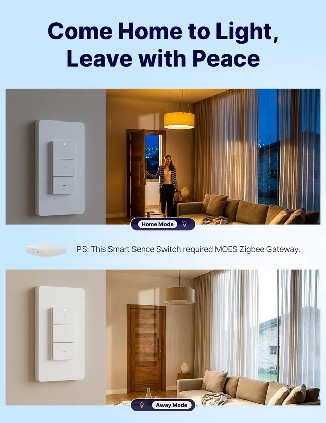 Alt view image 5 of 7 - MOES Wireless Zigbee Smart Scene Button, Needs MOES Zigbee Hub, 9-Action | Zigbee2MQTT & ZHA Compatible, Magnetic Base Sticks to Metal Surfaces, 365-Day Battery Life, Tuya DIY Scene Switch