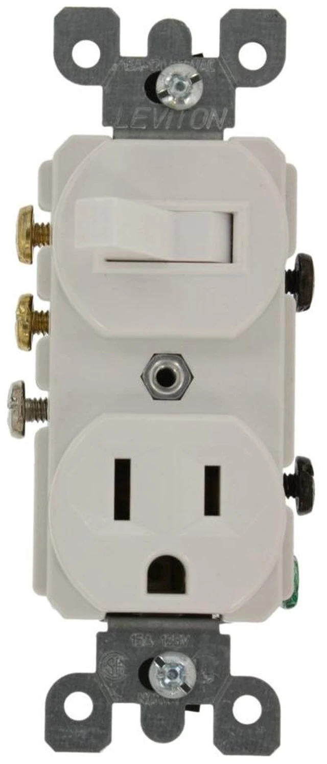 Main image of Leviton 1P, 3 Wire, 15 Amp/120 Vac Decora 3-Way Duplex Combination Switch/Receptacle, 5245-W, White