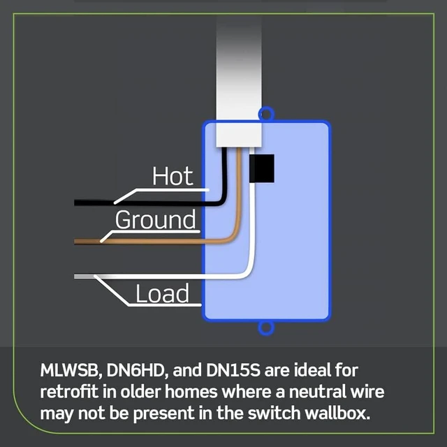 Alt view image 7 of 7 - Leviton No-Neutral Decora Smart Switch, DN15S-1RW, White | Requires MLWSB Wi-Fi Bridge to Work with My Leviton, Alexa, Google Assistant, Apple Home/Siri. Wire-Free 3-Way