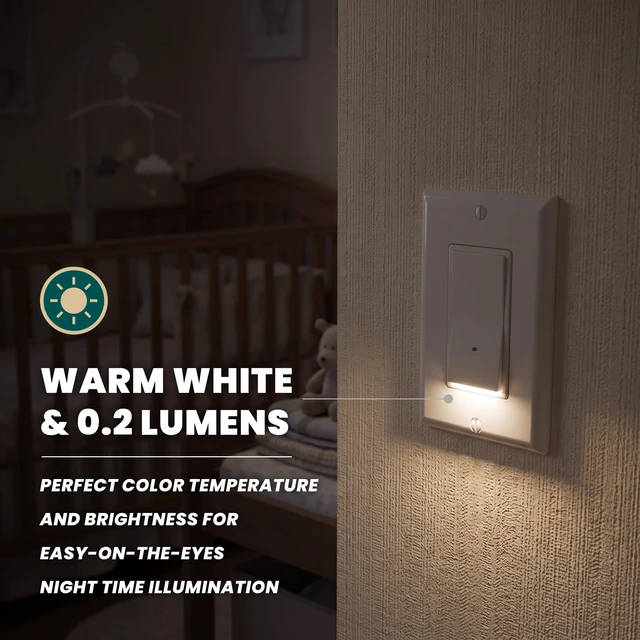 Alt view image 3 of 7 - Westek Illuminated Rocker Light Switch Night Light with Wallplate - Single Pole - 4-Pack