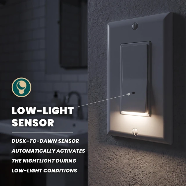 Alt view image 4 of 7 - Westek Illuminated Rocker Light Switch Night Light with Wallplate - Single Pole - 4-Pack