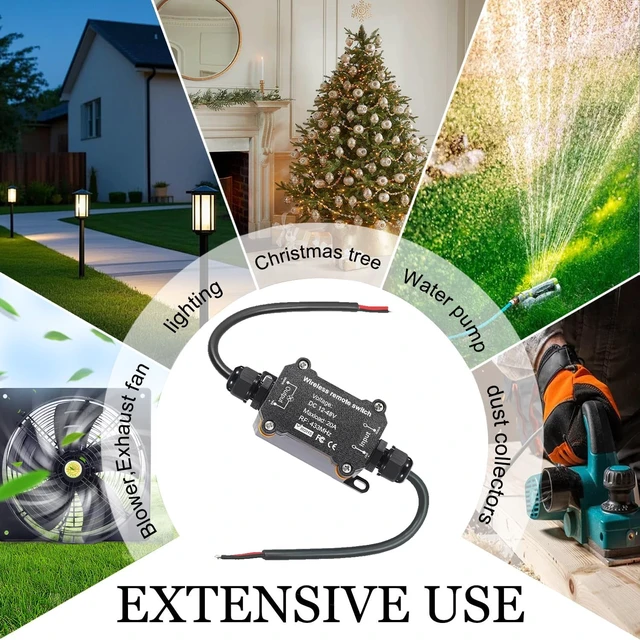 Alt view image 5 of 7 - NEWNEWLIU DC12V/24V/48V/20A Waterproof Remote Control Switch | Wireless Remote Switch,164ft Long Range RF Remote Control Switches for Lighting, Water Pump,dust Collector