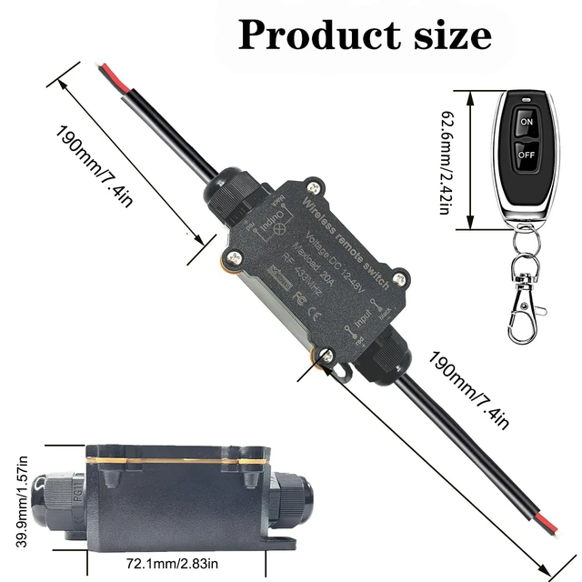 Alt view image 6 of 7 - NEWNEWLIU DC12V/24V/48V/20A Waterproof Remote Control Switch | Wireless Remote Switch,164ft Long Range RF Remote Control Switches for Lighting, Water Pump,dust Collector