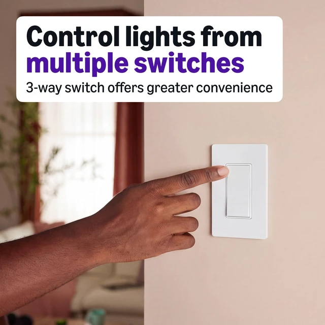 Alt view image 3 of 6 - Amazon Basics Smart Light Switch, 3-Way, Works with Alexa Only, Voice Control, 2.4 GHz Wi-Fi, No Hub Required, White