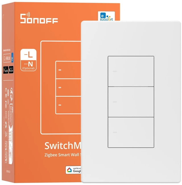 Main image of SONOFF Zigbee Smart Light Switch, Required SONOFF Zigbee Hub, Interruptor Inteligente, Smart Switch No Neutral or with Neutral, Voice Control with Alexa Google Home, Zigbee Switch ZBM5-3C-120W
