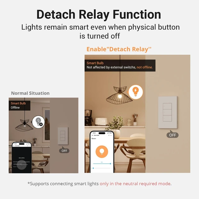 Alt view image 7 of 7 - SONOFF Zigbee Smart Light Switch, Required SONOFF Zigbee Hub, Interruptor Inteligente, Smart Switch No Neutral or with Neutral, Voice Control with Alexa Google Home, Zigbee Switch ZBM5-3C-120W