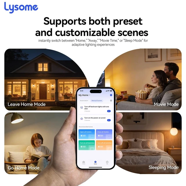 Alt view image 6 of 7 - LYSOME Matter Smart Light Switch, Voice Control Smart Wall Switch Compatible with Alexa & Google Assistant, APP Control and Timer Schedule, Neutral Wire Required, 3 Way, 2.4 GHz Wi-Fi, Black, 1 Pack