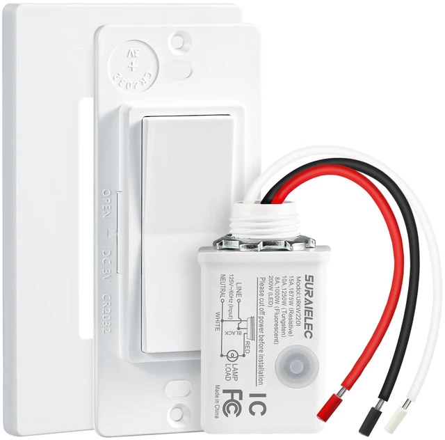 Main image of 15A Wireless Light Switch Kit with Receiver, Decorator Wall Plate | No Wiring, 100 ft Range, No Interference, Stable RF Expandable Remote Control Wall Switch for Indoor & Outdoor Lighting, Fan