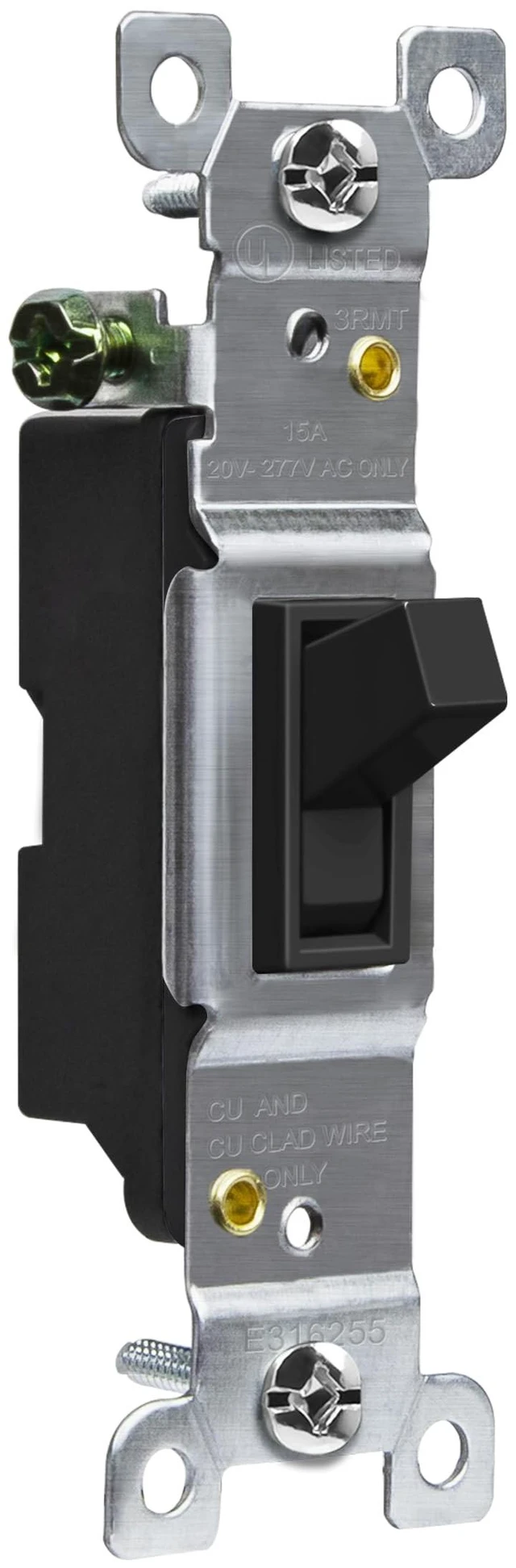Alt view image 2 of 7 - ENERLITES 10 Pack Toggle Light Switch, Single Pole Wall Switch, Black | 15 Amp, 120V/277VAC, self-grounding, quiet/smooth toggle action, narrow slim body, UL Listed, easy to install, versatile use