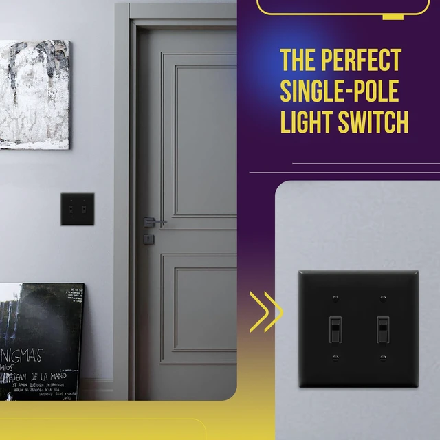 Alt view image 3 of 7 - ENERLITES 10 Pack Toggle Light Switch, Single Pole Wall Switch, Black | 15 Amp, 120V/277VAC, self-grounding, quiet/smooth toggle action, narrow slim body, UL Listed, easy to install, versatile use