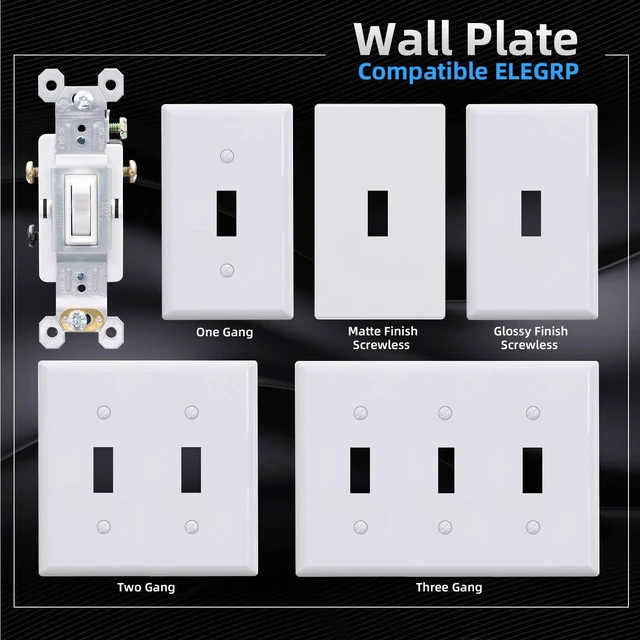 Alt view image 3 of 7 - ELEGRP 3 Way Toggle Light Switch, 15 Amp, 120 V, Toggle Framed AC Quiet, in Wall On/Off Switch Replacement, Self-Grounding, Residential and Commercial Grade, UL Listed (10 Pack, Glossy White)