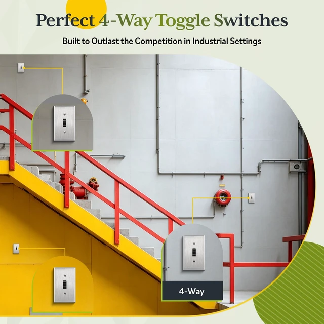 Alt view image 2 of 7 - TG 20 Amp Commercial Toggle Light Switch, 4-Way Wall Switch, 5 Pack, Black | UL Listed, Heavy-Duty Build, Commercial/Industrial Grade, Back & Side Wire,High-Power Rated, 120V/277V AC Easy Installation