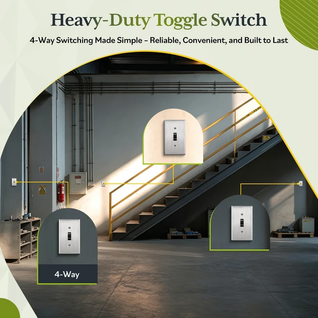 Alt view image 6 of 7 - TG 20 Amp Commercial Toggle Light Switch, 4-Way Wall Switch, 5 Pack, Black | UL Listed, Heavy-Duty Build, Commercial/Industrial Grade, Back & Side Wire,High-Power Rated, 120V/277V AC Easy Installation