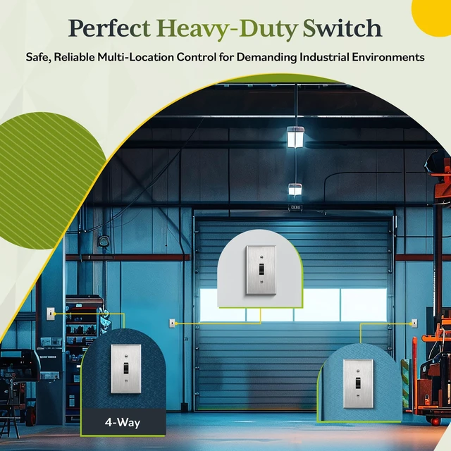 Alt view image 7 of 7 - TG 20 Amp Commercial Toggle Light Switch, 4-Way Wall Switch, 5 Pack, Black | UL Listed, Heavy-Duty Build, Commercial/Industrial Grade, Back & Side Wire,High-Power Rated, 120V/277V AC Easy Installation