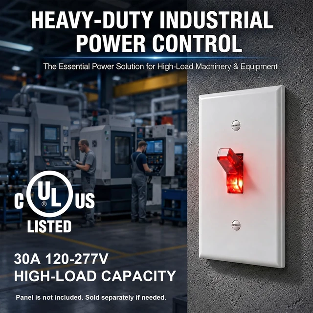 Alt view image 5 of 6 - Wengart 30A Double Pole Switch Electrician 240V Motor Control Pilot Light | Thermoplastic build for shops. Isolates 240V dual hot wires. Specs: 30A, UL-94 V0, narrow back body