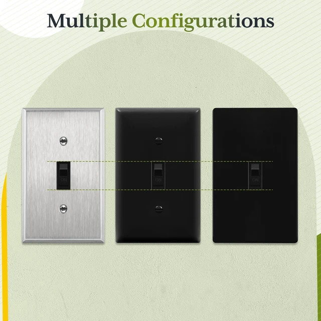 Alt view image 7 of 7 - TG 20 Pack Toggle Light Switch with Wall Plate Cover, Single Pole, Black | 15 Amp, 120V/277VAC, self-grounding, quiet/smooth toggle action, narrow slim body, UL Listed, easy to install, versatile use