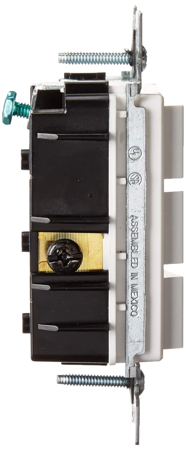 Alt view image 2 of 5 - Leviton 15 Amp, 120 Volt, Decora Single-Pole, AC Combination Switch, Commercial Grade, Non-Grounded, 1755-W, White