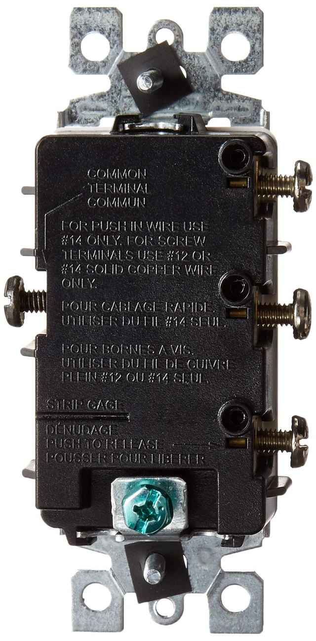 Alt view image 3 of 5 - Leviton 15 Amp, 120 Volt, Decora Single-Pole, AC Combination Switch, Commercial Grade, Non-Grounded, 1755-W, White