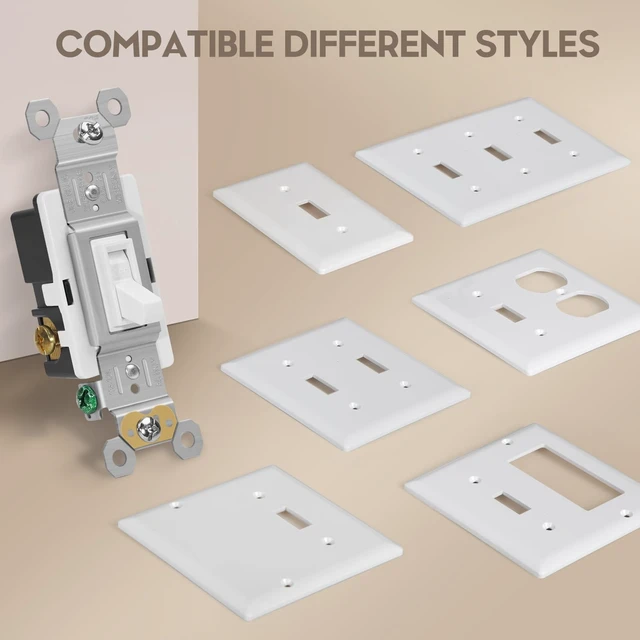 Alt view image 5 of 7 - ECOELER Toggle Electrical Light Switch, Single Pole or 3-Way Electric Wall Switch Replacement, 15A 120/277V, Self-Grounding, in Wall On/Off Interrupter for Residential and Commercial, 20 Pack