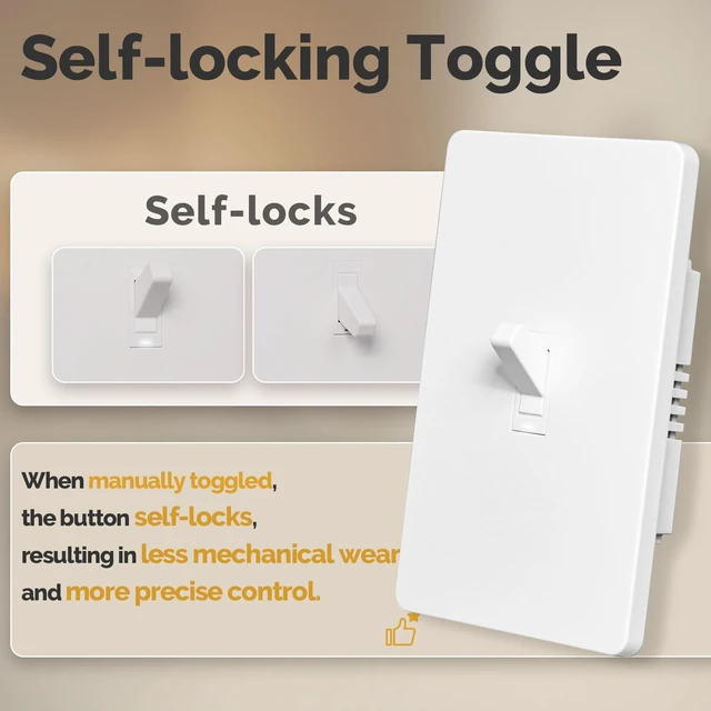 Alt view image 3 of 7 - MOES Smart Toggle Switch, Single Pole & 3-Way, WiFi, Neutral Wire Required | Hands-Free Voice Control Via Alexa and Google
