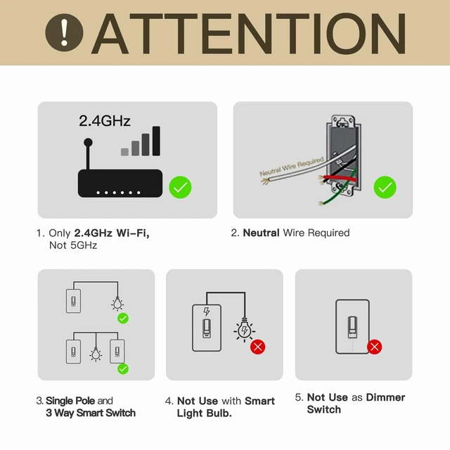 Alt view image 7 of 7 - MOES Smart Toggle Switch, Single Pole & 3-Way, WiFi, Neutral Wire Required | Hands-Free Voice Control Via Alexa and Google