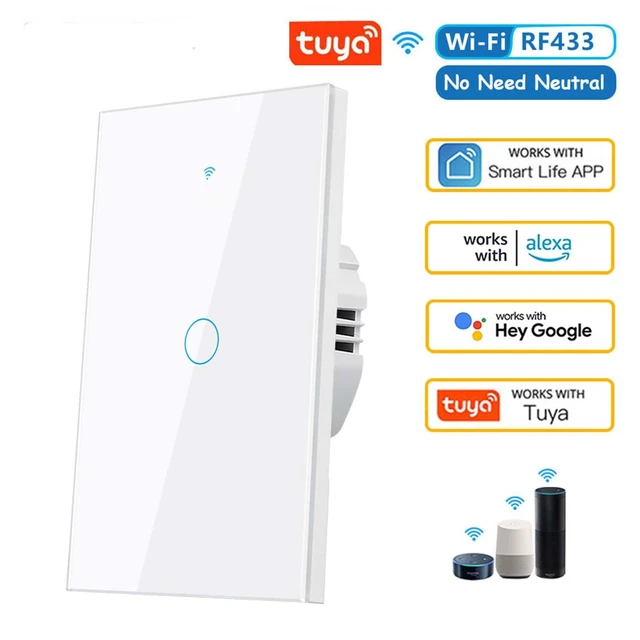Alt view image 2 of 7 - LSLIANGMEI Smart Wi-Fi Light Switch, RF433, No Neutral Wire Required, Compatible with Alexa, Google Home, Smart Life App (1-Gang)