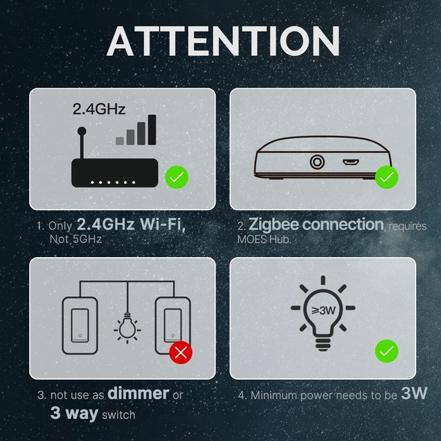 Alt view image 2 of 6 - MOES Zigbee Smart Switch 2 Gang, No Neutral Wire, Require MOES Zigbee Hub | Single Pole Light Switches, Compatible with Home Assistant / Zigbee2MQTT, Work with Alexa Google Assistant, Remote Control