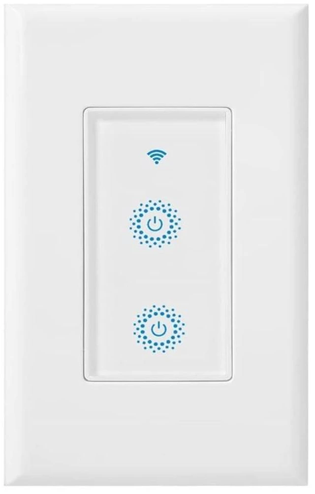 Main image of Nexete Smart Wi-Fi Double Light Switch, 2 in1 Single Pole Switch Compatible with Alexa Google Home,Voice Control, Timing Function,Neutral Wire Required(Double)
