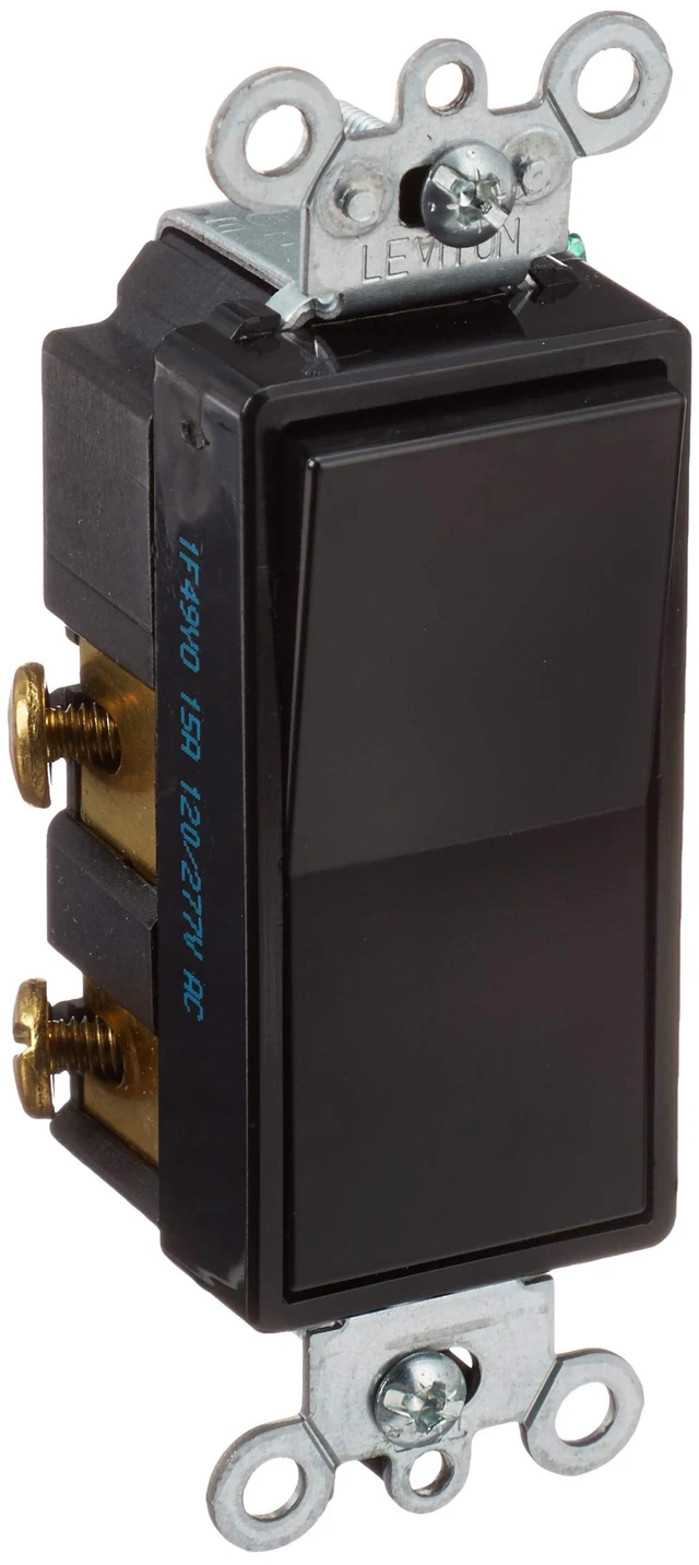Main image of Leviton 15 Amp, 120/277 Volt, Decora Rocker 4-Way AC Quiet Switch, Residential Grade, Grounding, 5604-2E, Black