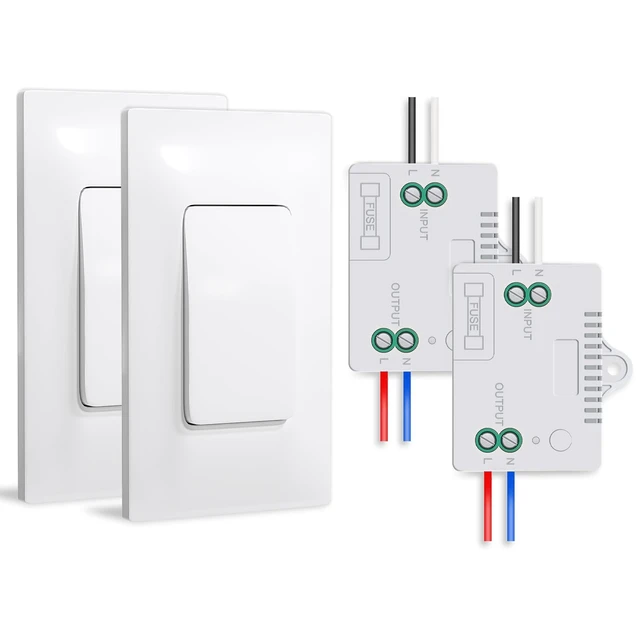 Main image of Milfra Kinetic Wireless Light Switch and Receiver Kit, 330ft Remote Control | Battery-Free, No in-Wall Wiring, RF433 Remote Control Wall Switch for Lights LED Lamps Ceiling Lighting Fixture Fans