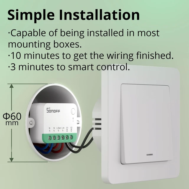 Alt view image 3 of 7 - SONOFF MINIR4M Matter Smart Switch,WiFi Mini DIY Module,Smart Light Control,Flush-Mounted Compatible with Apple Home,Alexa & Google Home,IFTTT,eWeLink Web,Neutral Required 4 Pack