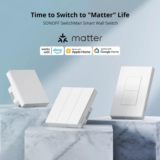 Alt view image 2 of 7 - SONOFF Matter Smart Light Switch, 2.4GHz WiFi Light Switch, Neutral Wire Required Interruptor Inteligente, Smart Life Light Switch Compatible with Alexa and Google Home, 3 Gang M5-3C-120W