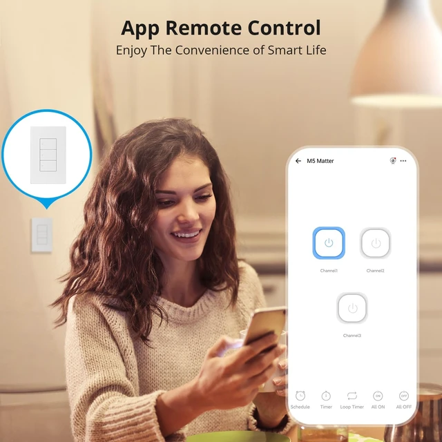 Alt view image 3 of 7 - SONOFF Matter Smart Light Switch, 2.4GHz WiFi Light Switch, Neutral Wire Required Interruptor Inteligente, Smart Life Light Switch Compatible with Alexa and Google Home, 3 Gang M5-3C-120W