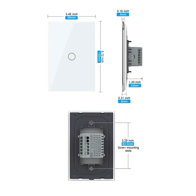 Alt view image 2 of 7 - LIVOLO Modern Electrical Wall Light Switch Tempered Glass Panel 3 Way Wall Touch Light Switch with Led Indicator,No Neutral Wire (White, 1Gang 3Way)