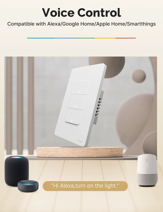 Alt view image 4 of 7 - MOES WiFi Smart Light Switches, No Neutral Needed, Require Capacitors | 2.4GHz Single Pole Switch, Compatible with Alexa Google Assistant