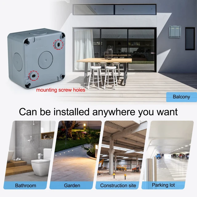 Alt view image 5 of 7 - Outdoor Light Switch, SuperInk 2 Gang 2 Way Double IP66 Waterproof Outdoor Light Switch, SPDT, 3 1/4 * 2 * 3 1/4 in (82 * 82 * 51mm),10Amp 110-250V, for Garden, Pool, Yard