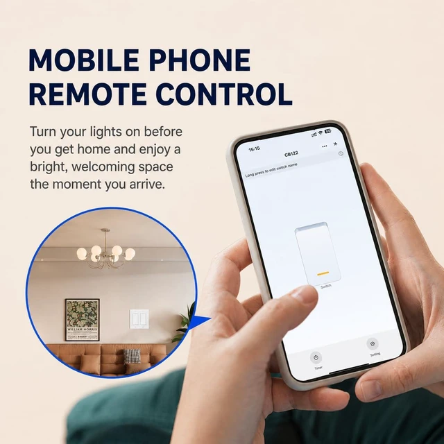 Alt view image 3 of 7 - HQL Smart Switch for Light 3 Gang, Neutral Wire Required, 2.4GHz Wi-Fi Switch Compatible with Alexa and Google Home, UL Certified
