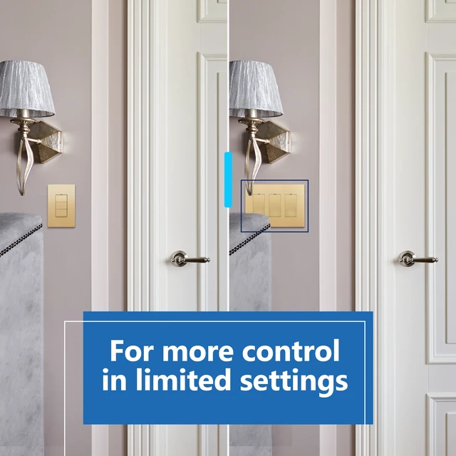 Alt view image 7 of 7 - LIDER Lighted Triple Switch, Combination Frameless Decorator Switch, 15A | Locator Light, UL Listed, Matte Gold, Ground Terminal, Single Pole, Polycarbonate Thermoplastic, Screwless
