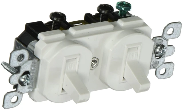 Main image of Leviton 20 Amp, 120/277 Volt, Duplex Style Single-Pole / Single-Pole AC Combination Switch, Commercial Grade, 5334-W, White